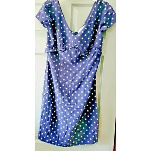 1980s Lois Snyder Dani Max Classic Pinup Dress Navy & white Polka Dot 6P